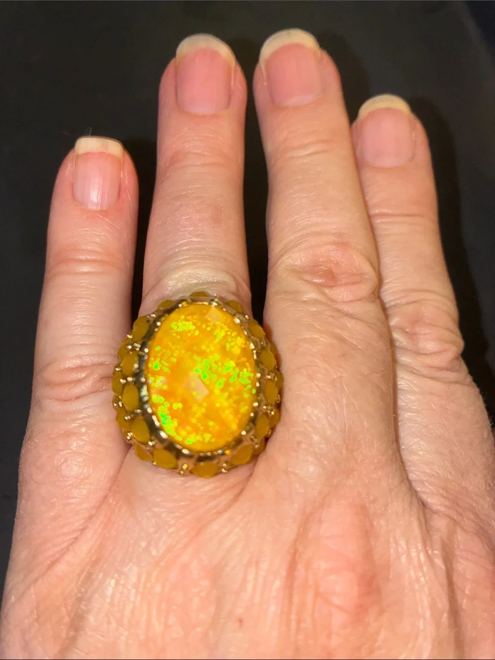 Yellow Opal Statement Stretch Ring